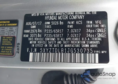 2018 Hyundai Santa Fe Sport 2.4L from USA, damaged, VIN 5XYZTDLB1JG530735